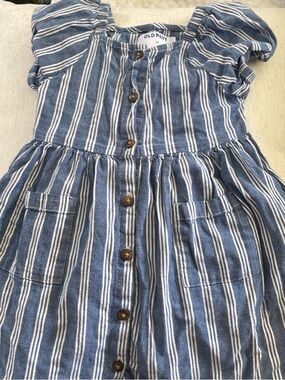 Old Navy Blue and White Striped Button-Front Dress